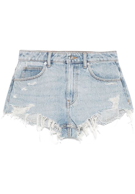 Light blu  rhinestoned frayed shorts Alexander wang - women